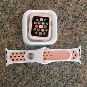Apple Watch band 38MM-Pink and White